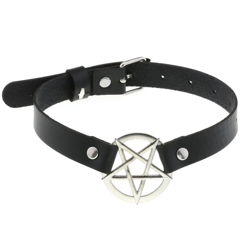 Bullet 69 - Pentagram Split Halsband - Schwarz/Schwarz